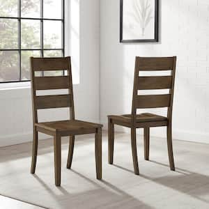 Joanna Dark Oak Rubberwood Ladder Back Dining Chair (Set of 2)