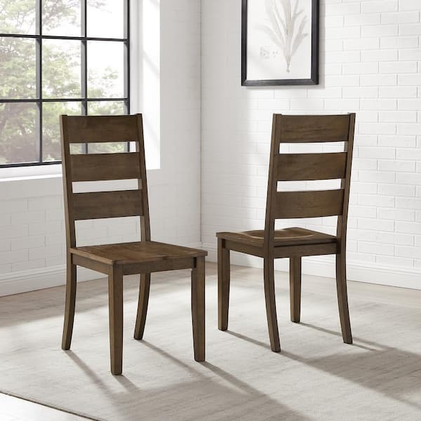 CROSLEY FURNITURE Joanna Dark Oak Rubberwood Ladder Back Dining Chair (Set of 2)
