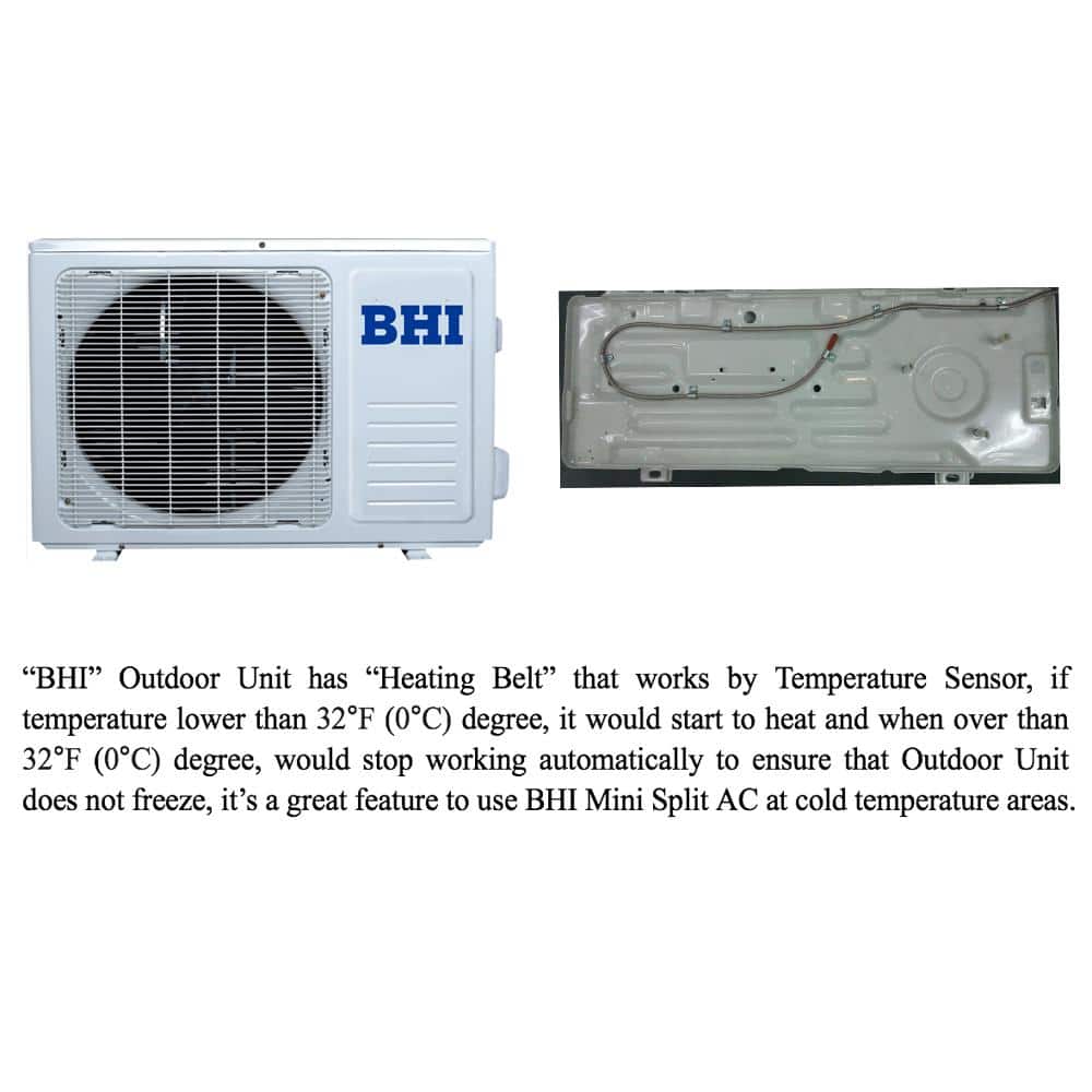 BHI 12000 BTU White Ductless Mini Split Air Conditioner with Heater and Remote