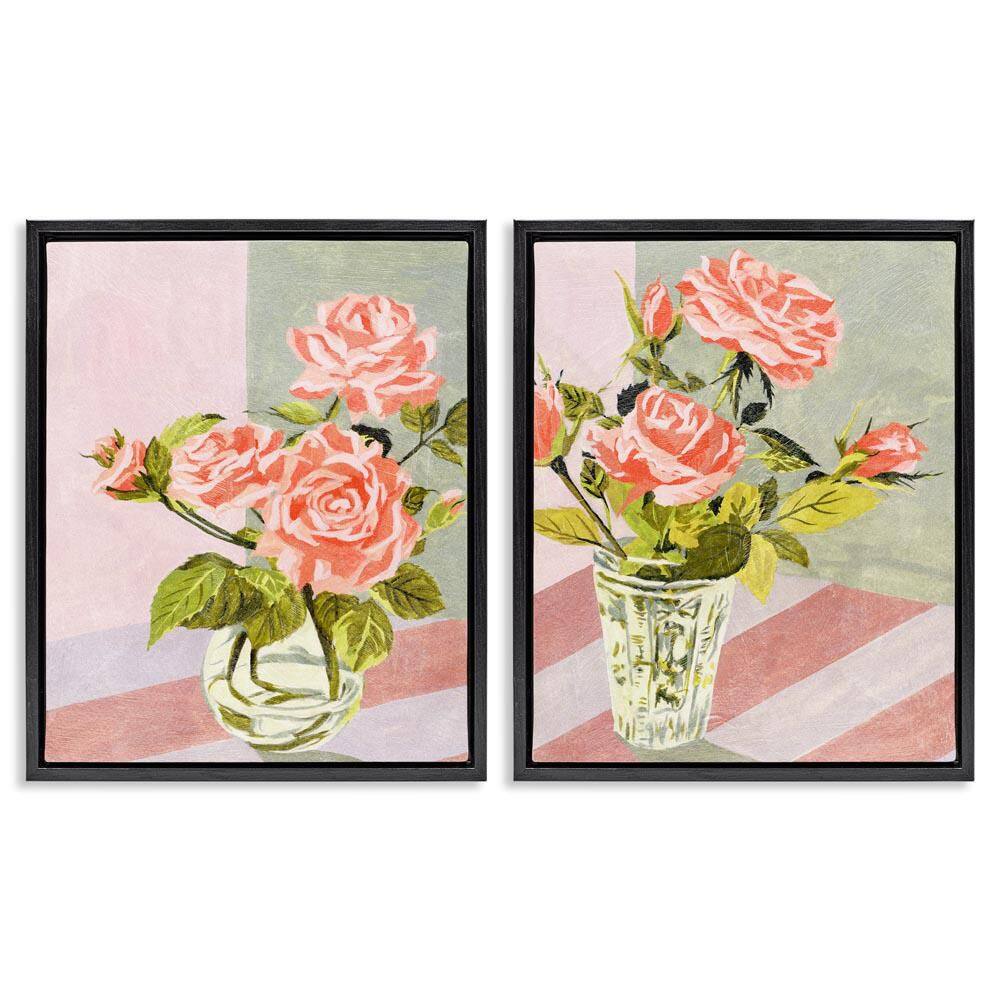Pink Rose Bouquets in Glass by Melissa Wang 2 Pieces Black Floater Frame Nature Graphic Art Print 31 in. x 25 in. price history on PriceWatchPro