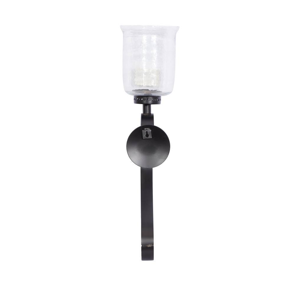 Elegant Scrollwork 27" Black Iron Wall Sconce, Plug-In Electric
