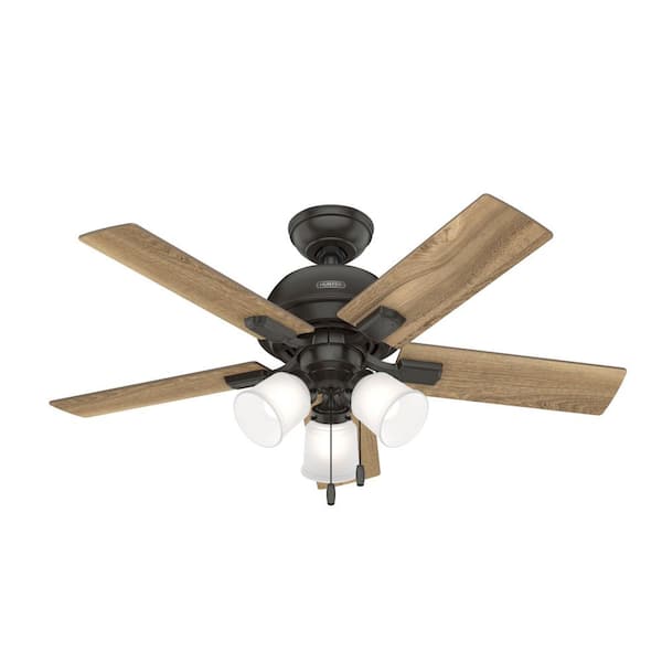 Hunter - Crystal Peak 44 in. Indoor Noble Bronze Ceiling Fan with Light Kit Included