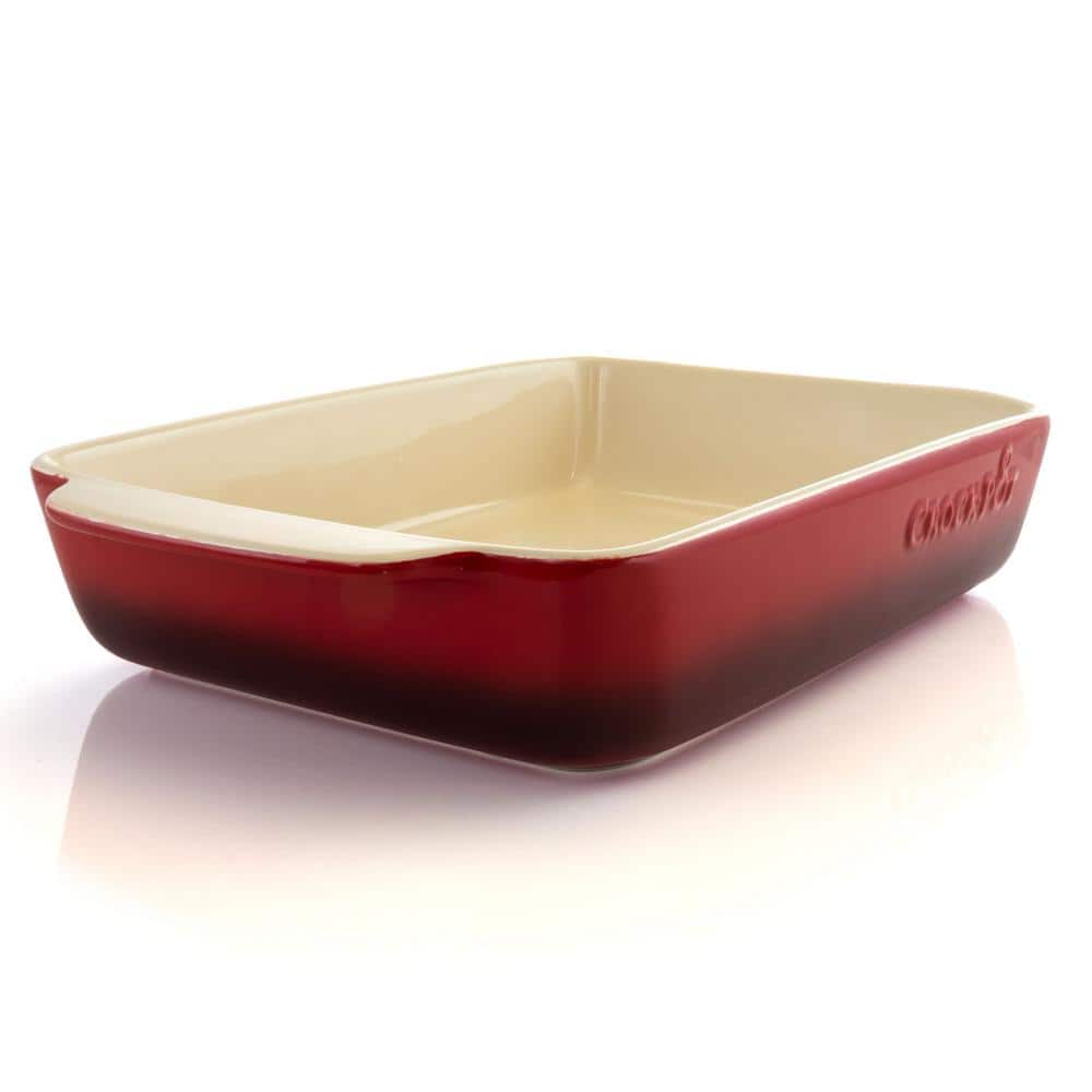 Red 4-Quart Stoneware Rectangle Baking Pan