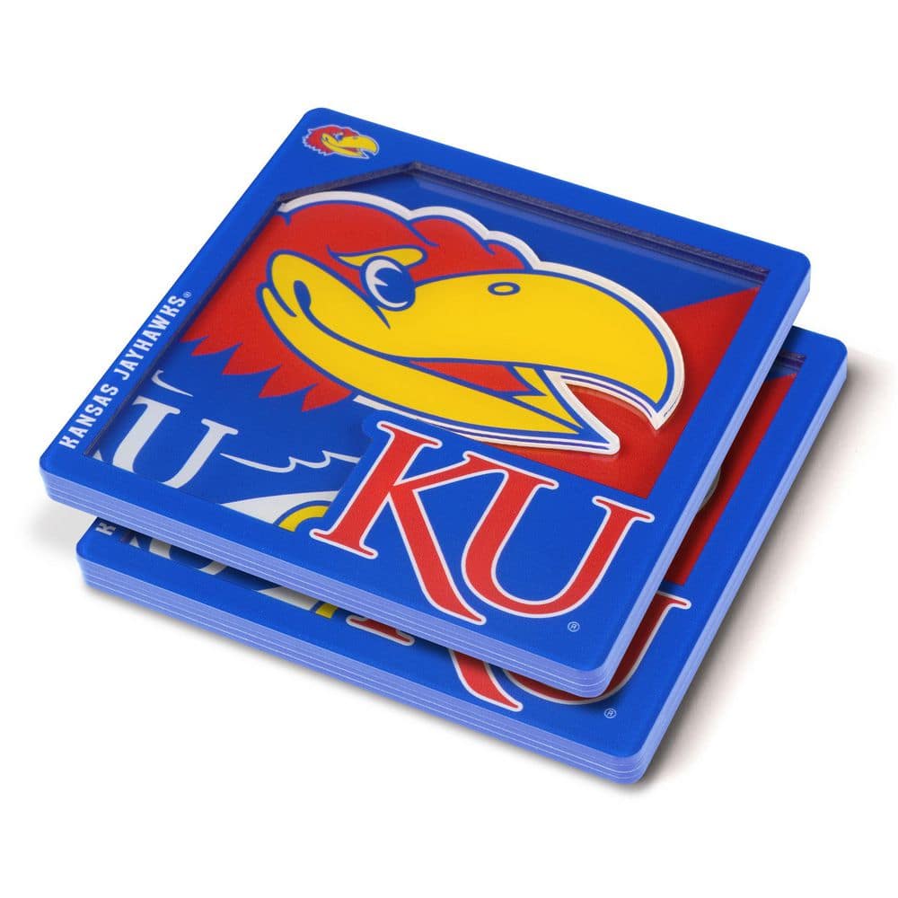 YouTheFan NCAA Kansas Jayhawks 3D Logo Series MultiColored Coasters