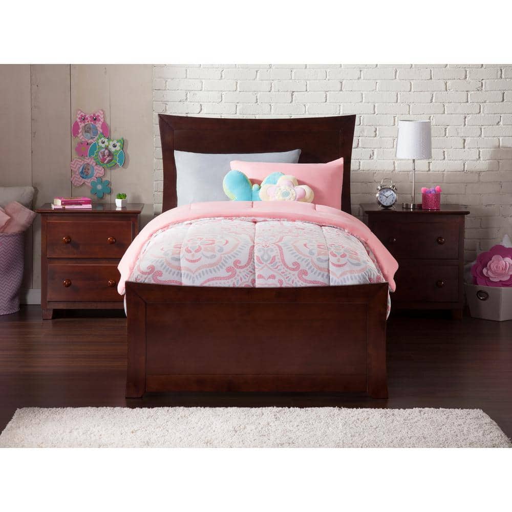Metro Walnut Twin Platform Bed with Trundle and Slats