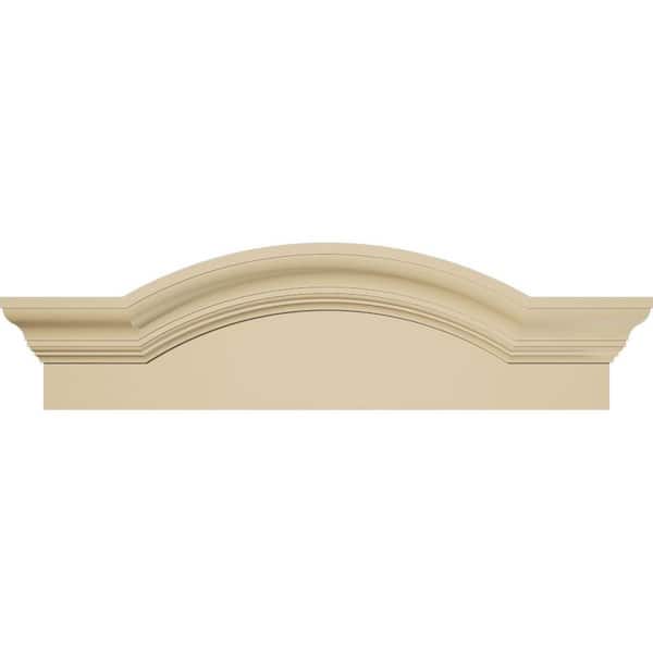 24 in. W x 7 in. H x 2-1/2 in. P Segment Arch W/Flankers Smooth Signature Urethane Pediment, Primed Tan