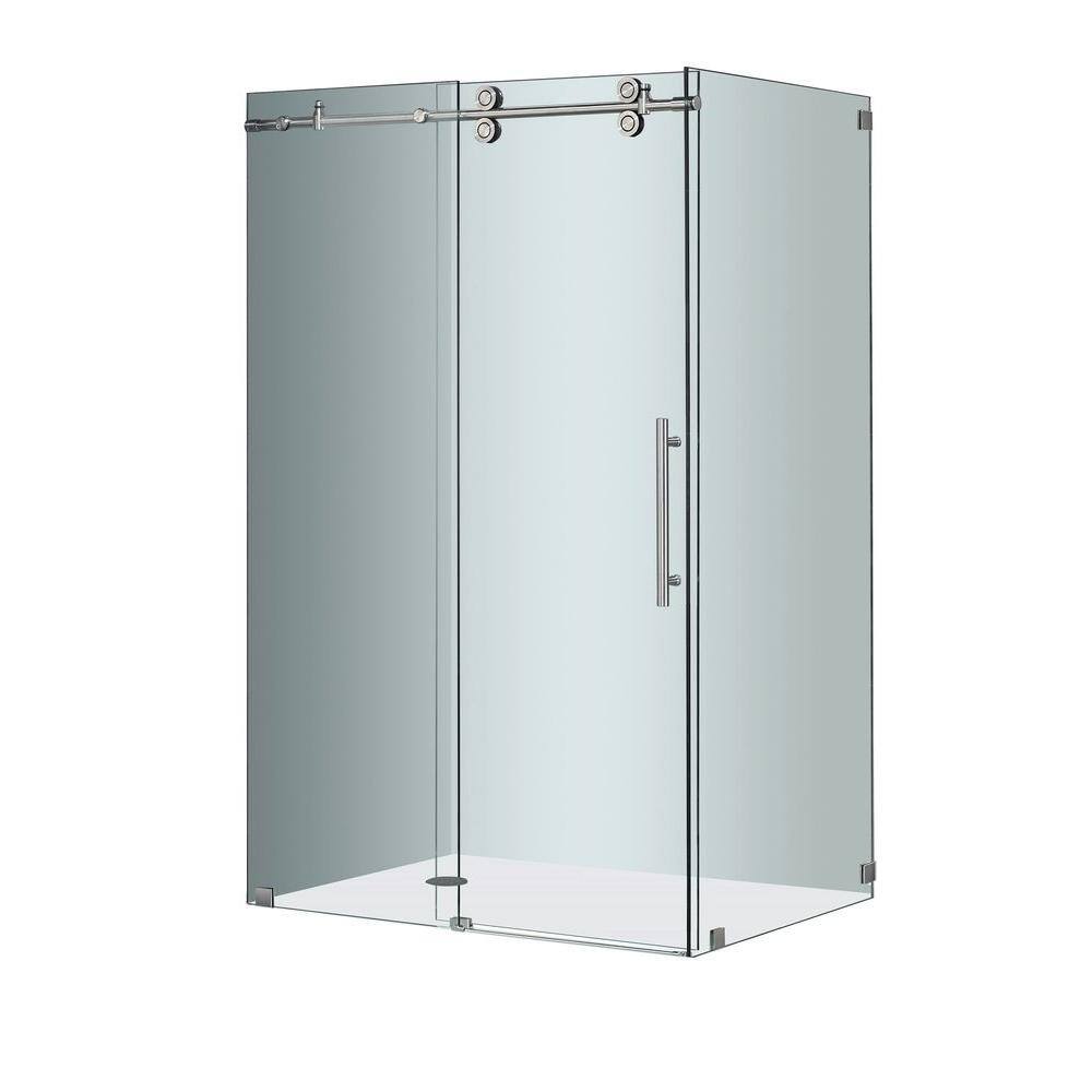Langham 78" Frameless Sliding Shower Enclosure in Stainless Steel