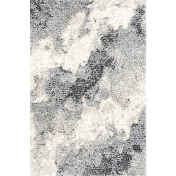 Waverly Abstract Ombre Light Grey 9 ft. x 12 ft. Indoor Area Rug