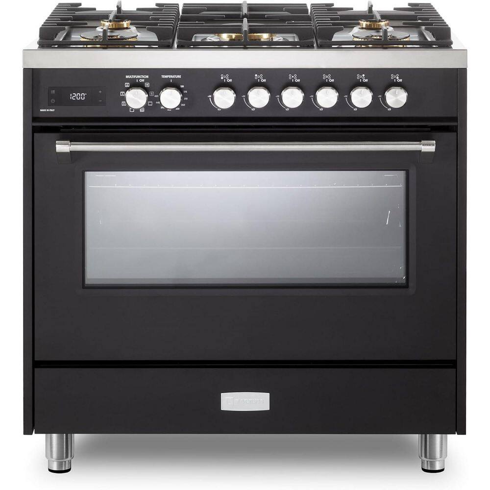 Ultima Collection Series 36  in. Freestanding Single Oven Dual Fuel Range with 5 Sealed Burners in Matte Black price history on PriceWatchPro