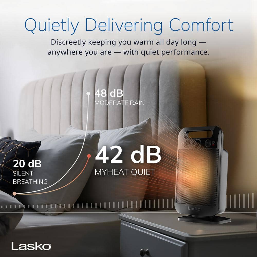 Lasko 12" Black Ceramic Electric Space Heater with Thermostat