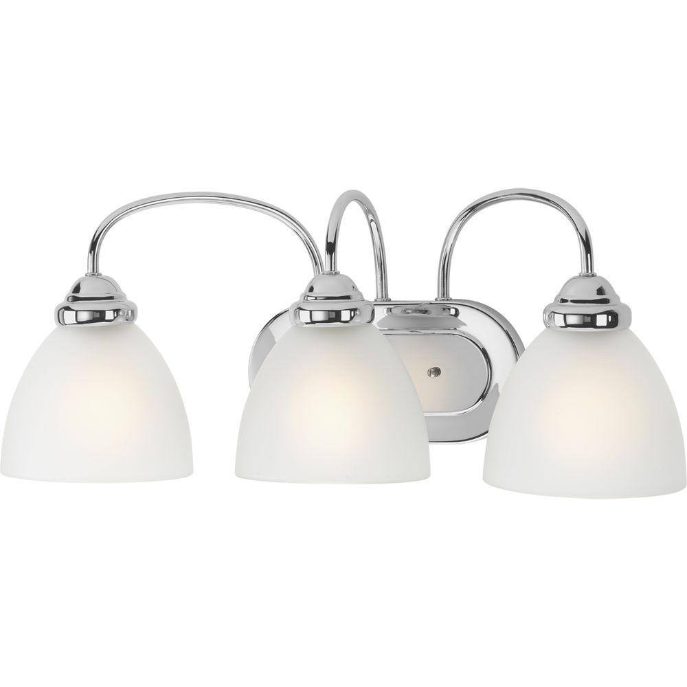 Heart Collection Polished Chrome 3-Light Bath Bracket with Etched Glass Shades