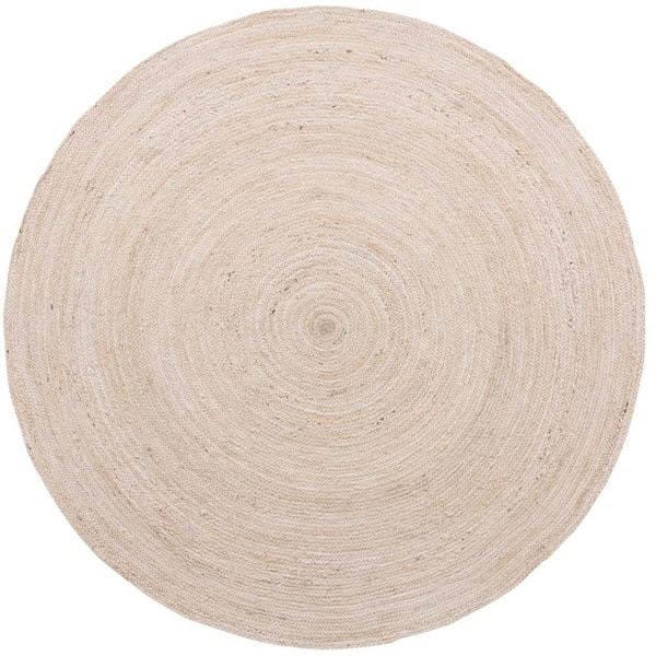 Unique Loom Braided Jute Dhaka White 8' 0 x 8' 0 Area Rug