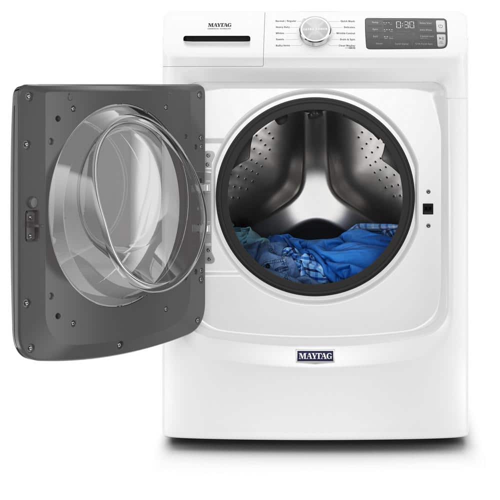 White High Efficiency Stackable Front Load Washer with Steam Setting