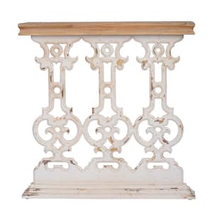 Classic 32 in. White/Natural/Brown Standard Rectangle Wood Console Table