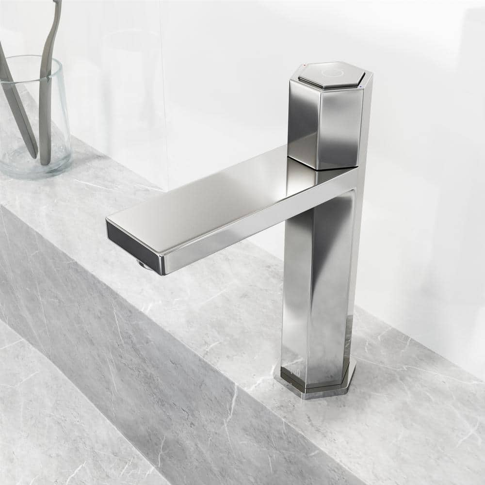 Modern Chrome Hexagonal Single-Hole Bathroom Faucet