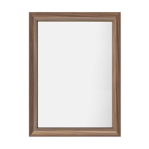 22 in. W x 30 in. H Rectangular Aluminum Alloy Framed and Tempered Glass Wall Bathroom Vanity Mirror in Dark Brown Wood
