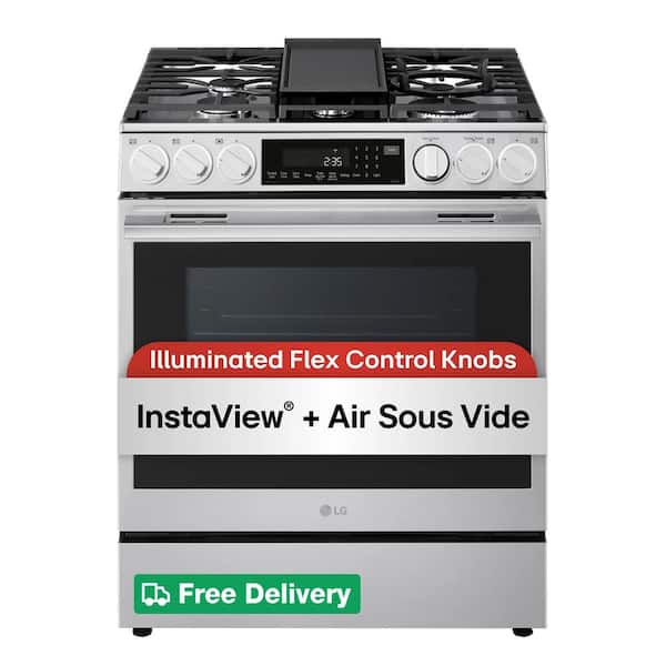 Smart Gas 30 in. 5 Burners Slide In Gas Range in Stainless Steel with ProBake Convection Air Fry