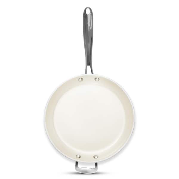 Gotham Steel Natural Collection 12 in Frying Pan in Cream with Gold Handles
