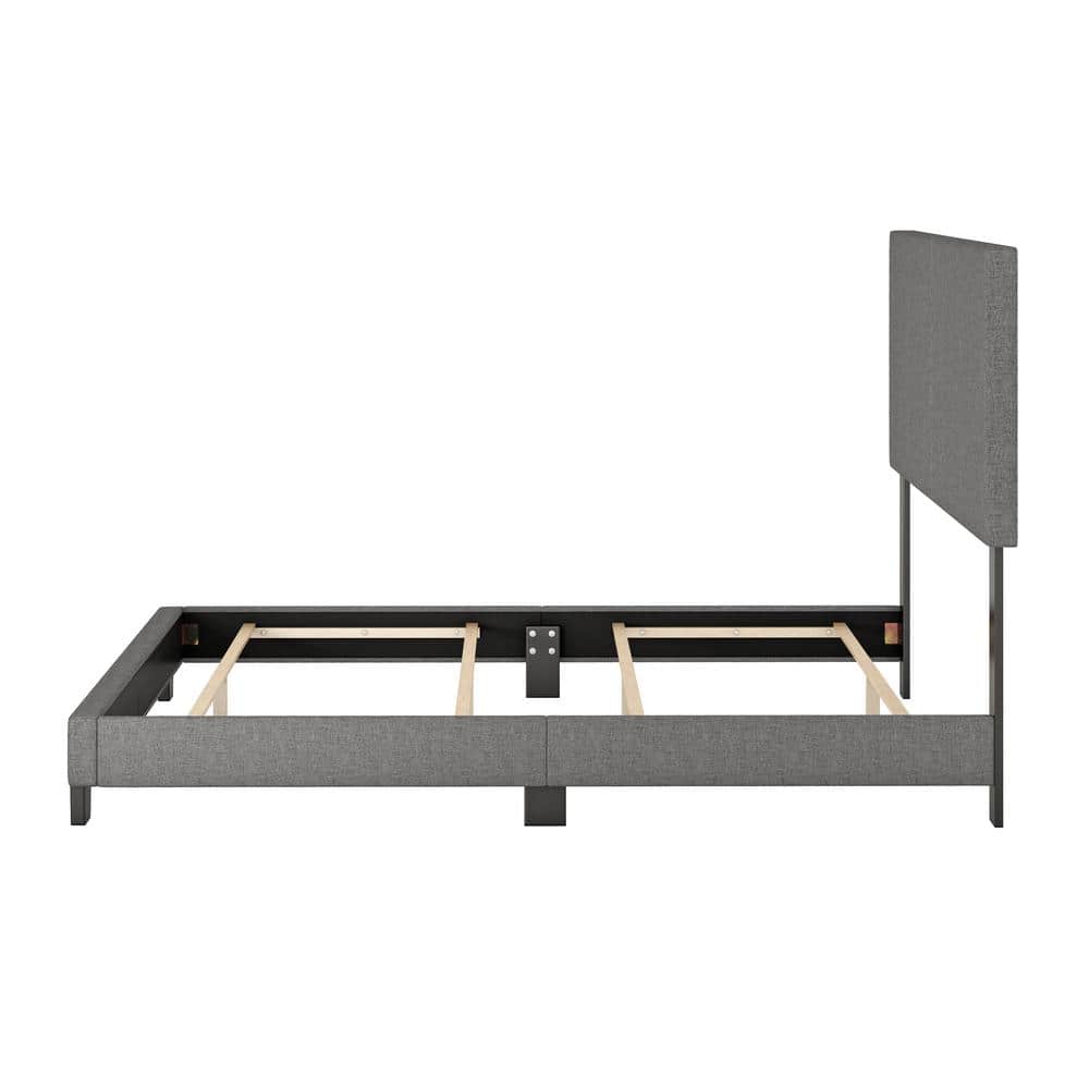 Sleek Milan Gray Linen Upholstered Queen Platform Bed with Tufted Headboard