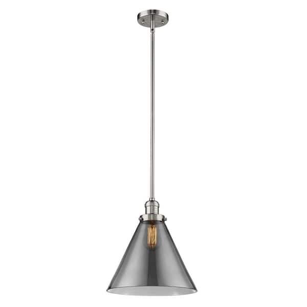 Innovations Cone 60-Watt 1-Light Polished Nickel Shaded Mini Pendant-Light with Tinted Glass Tinted Glass Shade