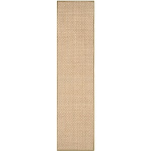 Natural Fiber Beige/Olive 3 ft. x 16 ft. Border Runner Rug