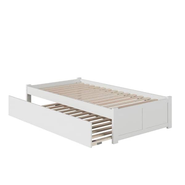 Concord Twin Extra Long Bed with Footboard and Twin Extra Long Trundle in White