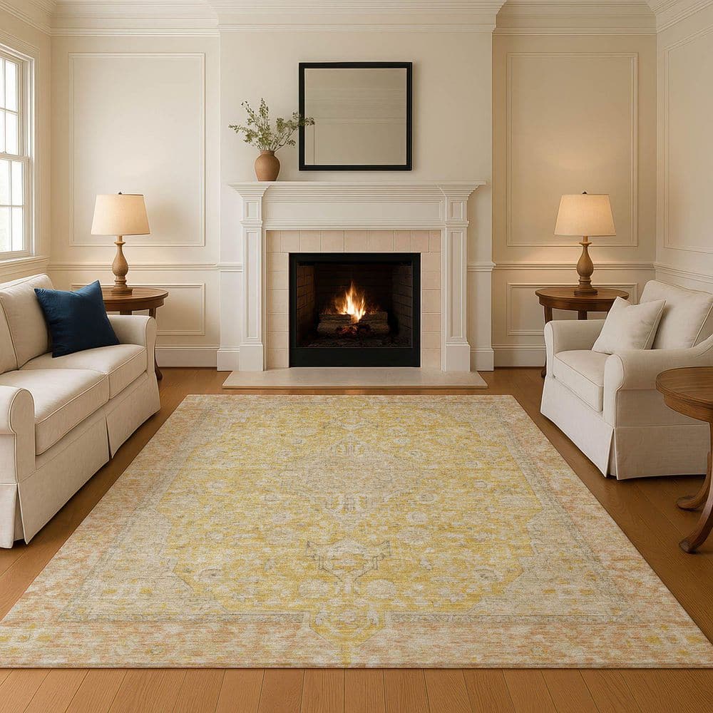 Mayfield Premium Machine Washable Abstract AMF1651 Wheat 8 ft. x 10 ft. Area Rug price history on PriceWatchPro