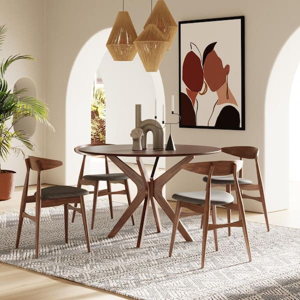 Prospect Modern Walnut Wood 47 in. Cross Legs Dining Table Seats 4