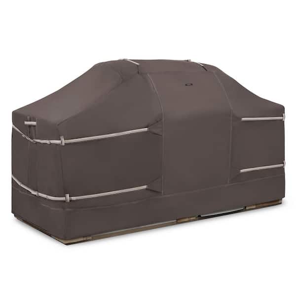 Classic Accessories Ravenna 98 in. W x 37 in. D x 48 in. H Dark Taupe Water-Resistant BBQ Grill Cover for Island with Center Grill Head