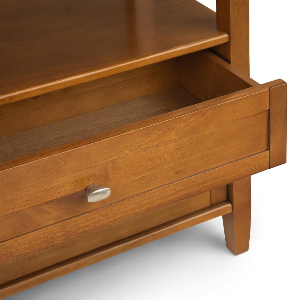 Shaker Style Light Golden Brown Solid Wood Console with Storage