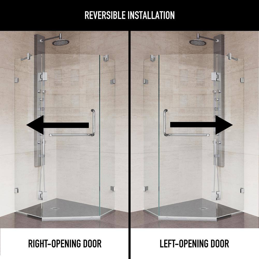 Piedmont Frameless Neo-Angle Shower Enclosure with Clear Glass and Brushed Nickel Hardware