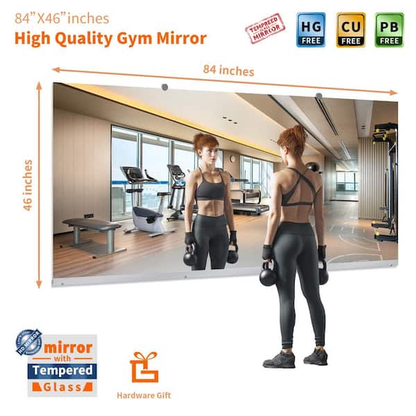 Extra-Large 46 in. W x 84 in. H Rectangular Frameless Tempered HD Wall Mirror/Gym Mirror/Dance Mirror