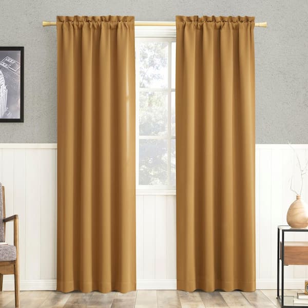 Gavin Energy Saving Gold Polyester 40 in. W x 63 in. L Rod Pocket Blackout Curtain (Single Panel)
