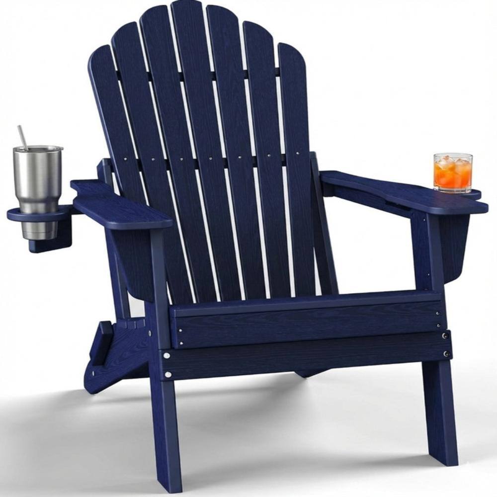 Upgraded Folding All-Weather HDPE Adirondack Chair with Dual Cup Holders, 37.8 in. Extra High Back & Reinforced Seat price history on PriceWatchPro