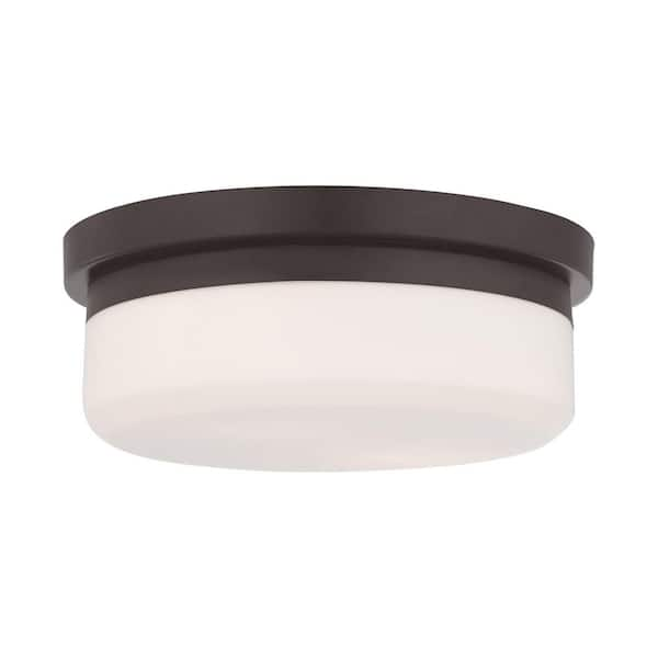 Livex Lighting Stratus 2 Light Bronze Flush Mount or Wall Mount