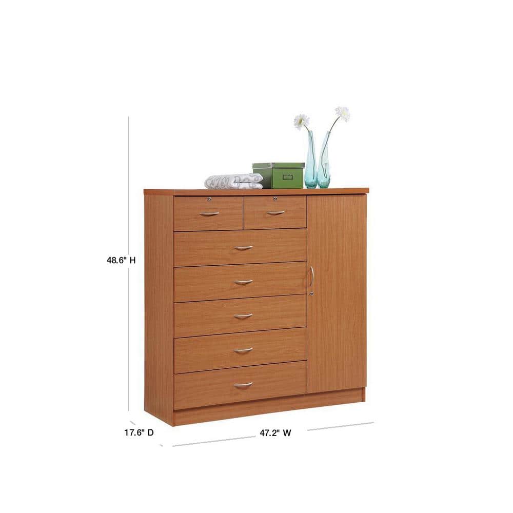 Cherry 7-Drawer Vertical Chest with Lock