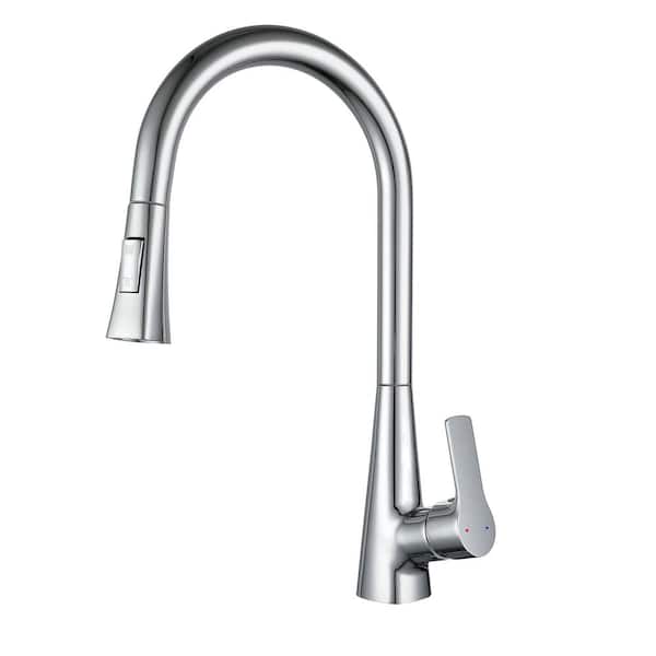 PERLIRIA INC Single Handle Pull Down Sprayer Kitchen Faucet, Kitchen Sink Faucet with Pull Out Sprayer in Chrome