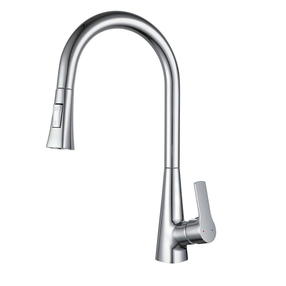 Single Handle Pull Down Sprayer Kitchen Faucet, Kitchen Sink Faucet with Pu