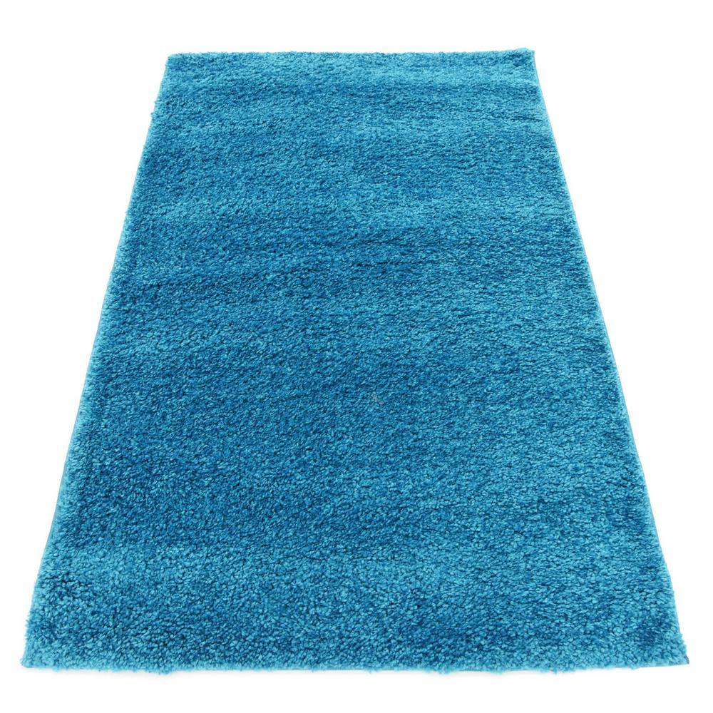 Lush Turquoise 8' x 10' Rectangular Shag Area Rug
