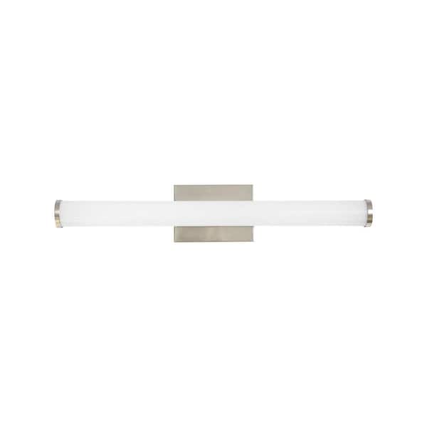 Lecoht 24 in. 1-Light Brushed Nickel LED Bathroom Vanity Light Bar with White Acrylic Shade, 25W 3000K