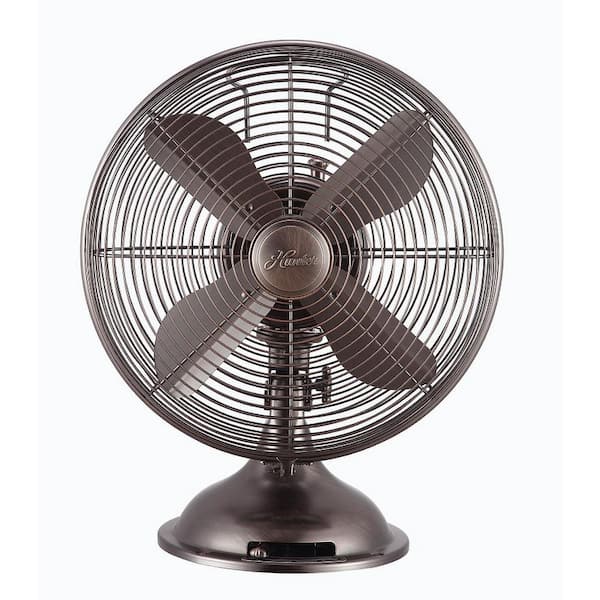 Hunter Retro 12 in. 3 Speed All-Metal Table Fan with Wide Oscillation in Onyx Copper