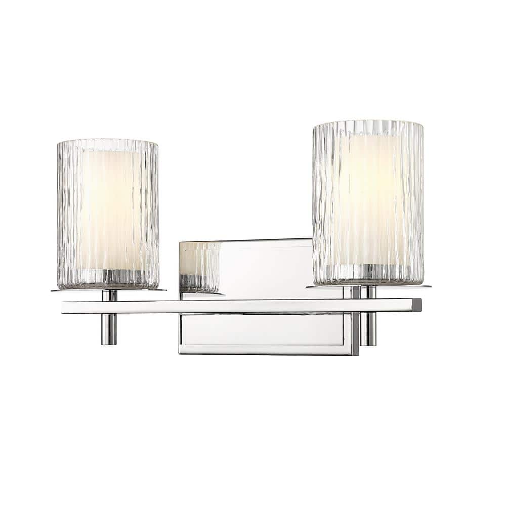 Grayson 16 in. 2-Light Chrome Vanity Light with Clear Etched Opal Glass Sha