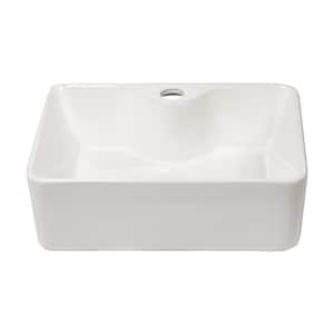 5.5 in. Ceramic Rectangular Vessel Bathroom Sink in White