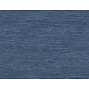 Grasscloth Effect Dark Bleu Paper Non-Pasted Strippable Wallpaper Roll (Cover 60.75 sq. ft.)