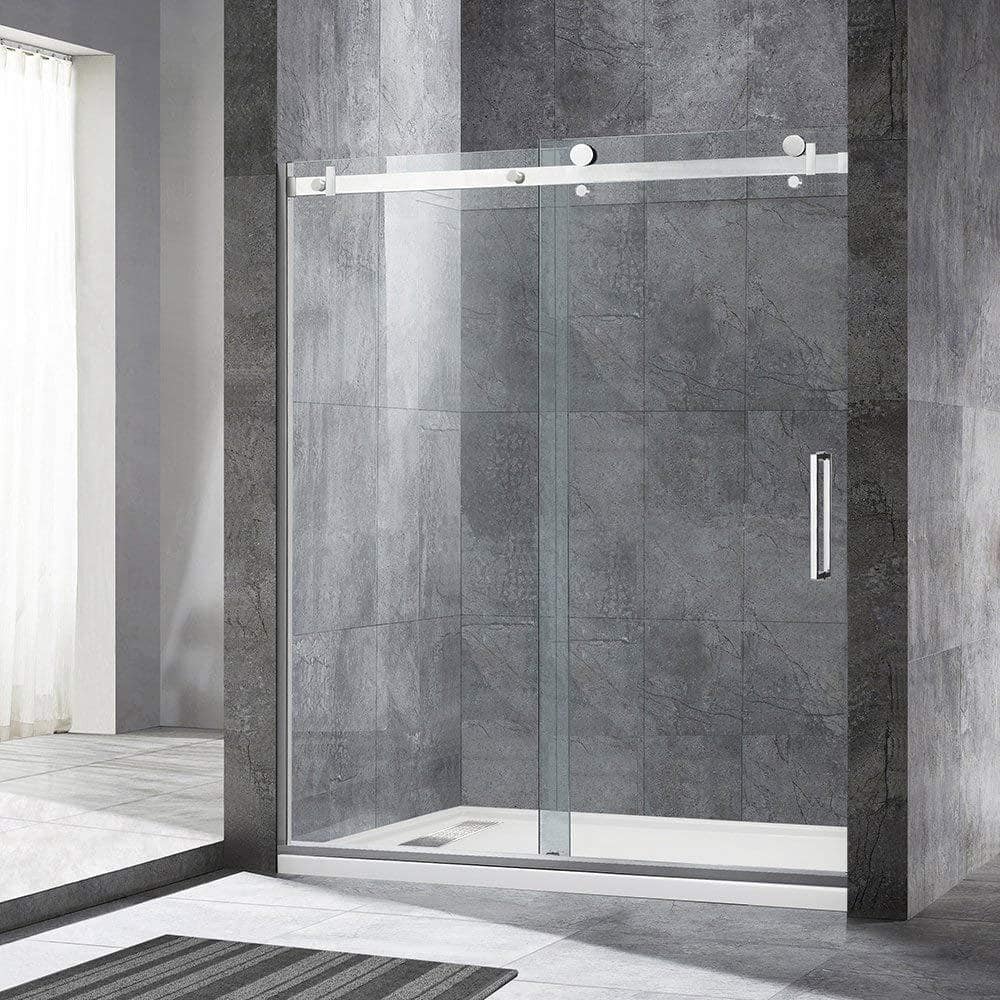 WOODBRIDGE Taverham 56 in. to 60 in. x 76 in. Frameless Sliding Shower Door with Shatter