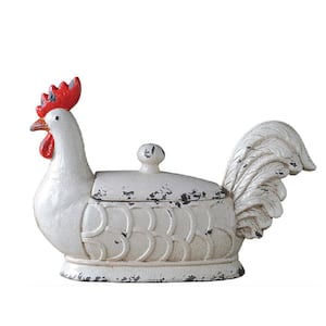 14 in. H x 20 in. W Stoneware Rooster Container