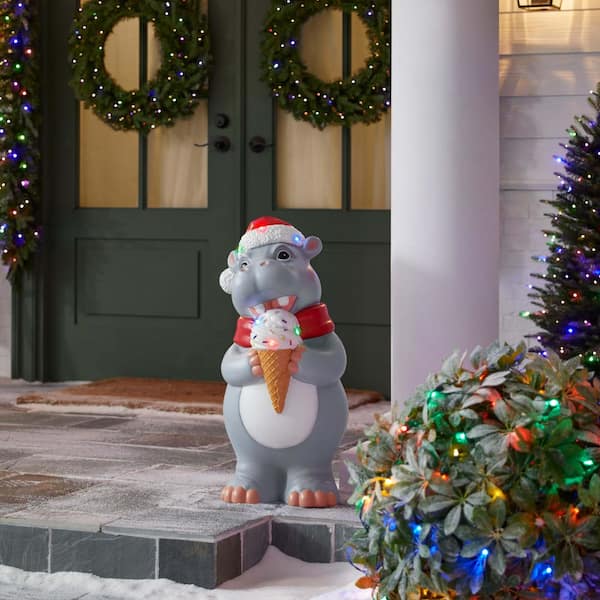 2.5 ft Hand-Painted LED Hippo