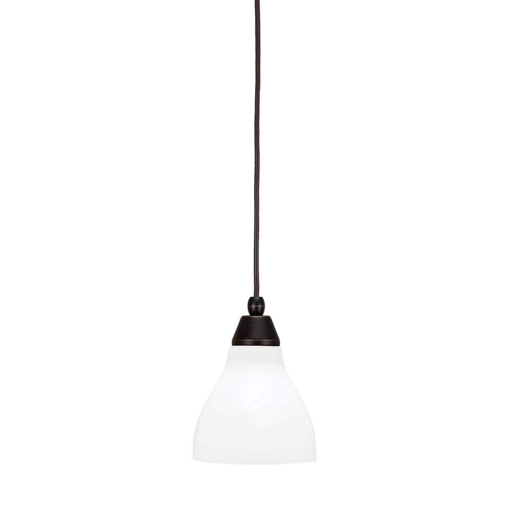 Bryson 6.25 in. 1-Light Dark Granite Cord Pendant Light with 6.25 in. White