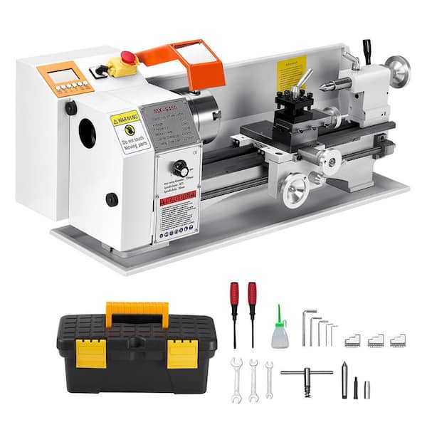 Metal Lathe Machine, 8.7 x 18 in. Precision Bench Power Metal Lathe, Automatic Feed, 0-2500 RPM Variable Speed