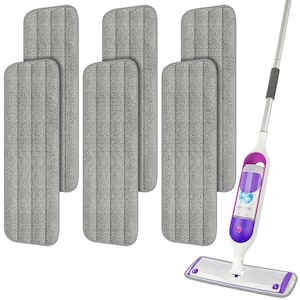 13 in. to 15 in. Reusable Gray Mop Pads Compatible with Swiffer PowerMop (6-Pack)